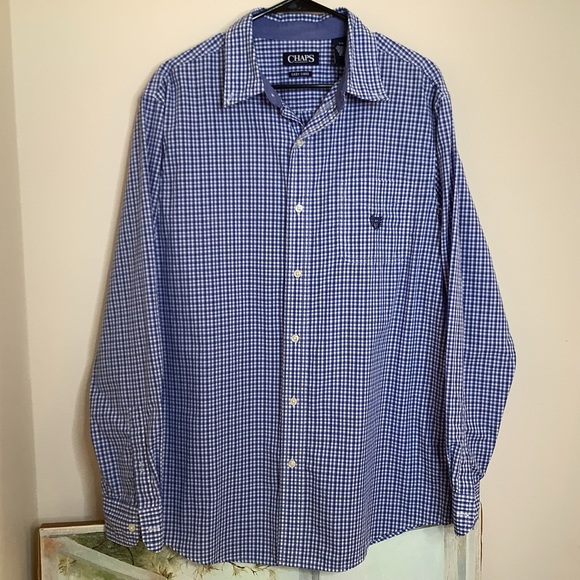 B-Chaps easy care button down shirt, logo front pocket, 2 extra buttons, size L - Picture 1 of 10